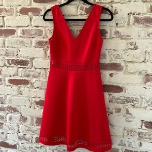 Guess Los Angeles Red Fit and Flare Dress with Cutout Detail